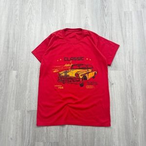 VINTAGE Classic Cars 1958 Chevrolet Vehicle Shirt Size Medium M Mens Red